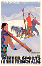 Original PLM Poster, Broders, Winter Sports, Voza Pass, Mont Blanc, Skiing, 1929