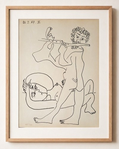 Superbe lithographie musicien