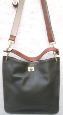 MAC DOUGLAS  Sac à main    cuir vert et beige autnentique   vintage
