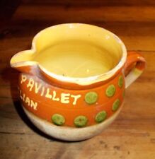 Pichet savoyard terre cuite artisanale intérieur vernissée jaune, h 14 cm TBE