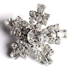 broche ancien bijou vintage pierre verre diamant solitaire taille émeraude 2967