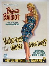 Affiche belge entoilée VOULEZ-VOUS DANSER AVEC MOI Brigitte Bardot 35x48cm 1959