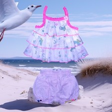 CATIMINI - ENSEMBLE 2P BÉBÉ FILLE MOTIF PAPILLONS & FLEURS DÉTAIL VOLANTS 6M