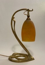 Lampe d'époque 1900 Art Nouveau en bronze doré – Tulipe DAUM Nancy France signée