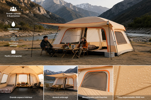 Tente familiale camping - tente, beige
