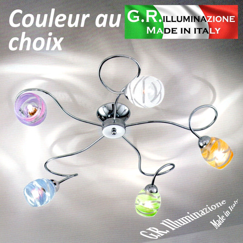 Plafonnier moderne chromé - , 5