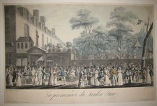 J.P. JAZET La Promenade du Jardin Turc (à Paris). 1812. Belle gravure en couleur