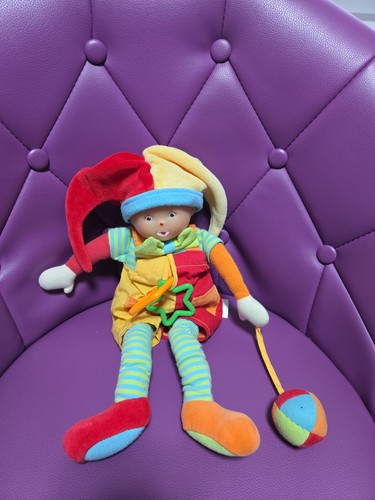 Doudou poupée clown rouge