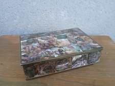 Boîte à cigarettes de bureau en Argent ALPACA MEXICO palissandre et haliotide