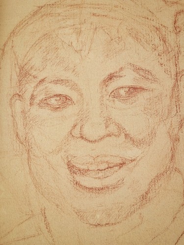 Sanguine portrait femme - sanguine,