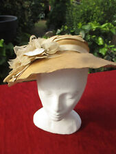 Chapea paille et fleurs ancien 1930-1940 Henryet Dargère Paris