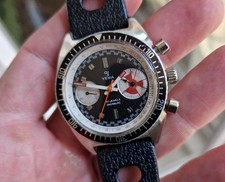 ANCIENNE MONTRE YEMA VINTAGE MÉCANIQUE VALJOUX 7733 CHRONOGRAPHE BIG EYE