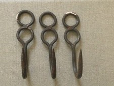 lot 3 crochets de boucher boucherie ancien fer forgé collection cuisine