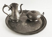 Service à thé anglais DIXON & SONS : plateau, théière et sucrier English tea set