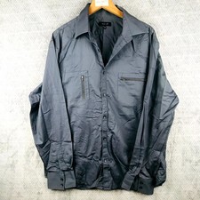 Next Chemise Homme XL Gris Foncé Coton Manches Longues Poches Zippées Boutonnée