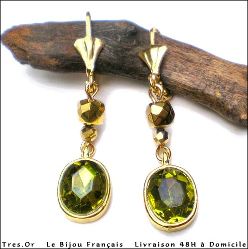 Boucles oreille cristal vert - boucles, d'oreille