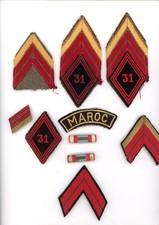Lot Insignes tissus  31 bataillon du Génie Maroc Guerre d'Algérie 3 soutaches