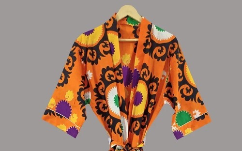 Coton orange suzani indien - coton,