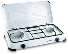 kemper réchaud à gaz 2 feux + couvercle blanc 104981 