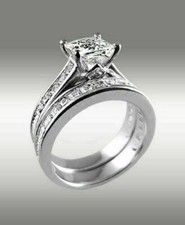 Bague de fiançailles simulée diamant taille princesse 2,53 carats sertie d'or...