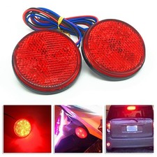 Feu stop arri��re moto VTT rouge r��flecteurs rond 24 LED 2PC d��coration
