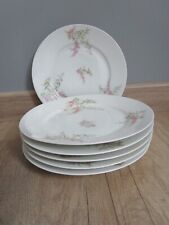 6 ASSIETTES PLATES  LIMOGES  DECOR FLEURS CLOCHETTES ROSES ET DORURE