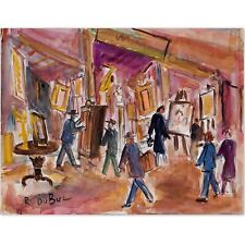 DUBUC Roland (1924-1998) "La Galerie d'Art" Grande Gouache/Papier 65x50 cm