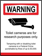 Toilet Camera Warning STICKER Decal Sign - Novelty FUNNY Bathroom Restroom GIFT