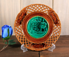 French Antique Majolica Wall Plate RUBELLES S&M Reticulated Victorian c1850