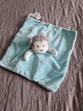 Doudou plat singe bleu gris