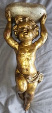 Putto en bois sculpté doré & argenté style XVIIIème - Ornement rococo de console