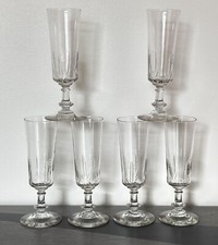 6 flutes à Champagne Verre soufflé XIXème Art Populaire Antique French Glass