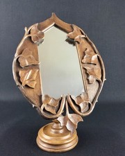 Ancien miroir en bois sculpté motifs végétaux art Nouveau