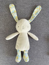 doudou Peluche lapin gris Beige  Bleu Jaune Fleurs  klorane