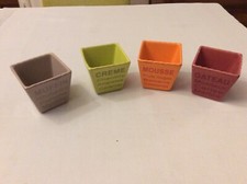 Lot de 4 petits ramequins carrés en couleurs Cuisine Bistrot 