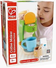 NEW Hape Coffee Maker, 6 pc wooden toy playset, kitchen/cooking toy, NIB 