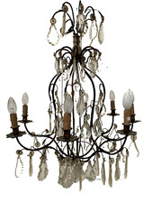 Lustre cage de style Louis XV Lustre a pendeloques XX siècle