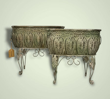 2er Set Récipient Métal Décoration de Jardin Planteur Pot Fleurs Bacs à Maison