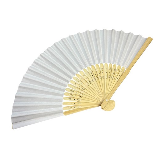 Eventail blanc bambou papier - eventail,