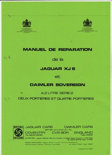 Manuel réparation pour jaguar