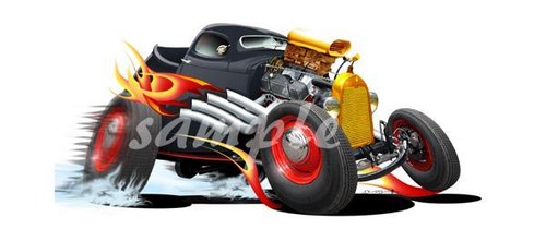 Rat rod pickup truck cartoon - rat,