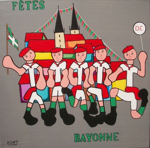 Tableau naif acrylique - acrylique, fêtes