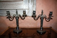 Paire de bougeoir flambeau en métal argenté du XIX ème Victor Saglier MO