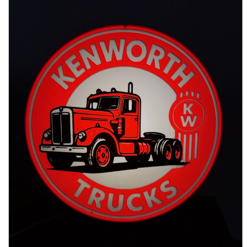 Kenworth round lighted sign - kenworth,