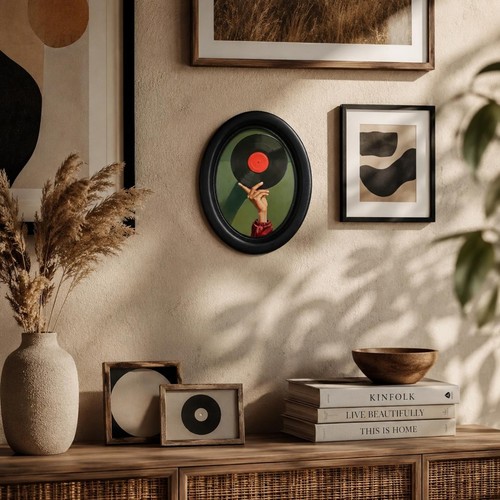 Cadre photo ovale noir - cadre,