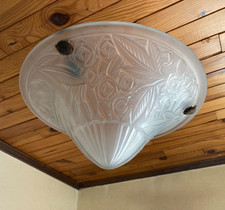 LORRAIN NANCY FRANCE Vasque verre moulé pressé décor floral Art Déco 1930 Daum