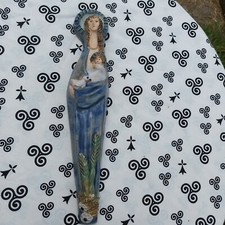 Sainte Vierge à l'enfant Jésus terre cuite applique murale