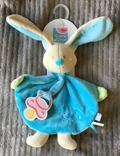 Doudou Lapin marron bleu vert tortue Sucre d’orge