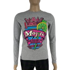 Blomor Hommes Gris 100% Coton Col Rond Long Manche Jersey T-Shirt Haut Taille M