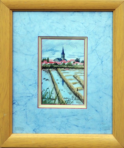 Aquarelle encadrée marais - aquarelle, encadrée-